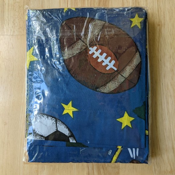NEW Blue Sports Print Pillow Sham & Twin Size Dust Ruffle and Accent Pillows - Picture 8 of 14